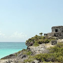 Mayan ruins by the sea in Tulum, Mexico