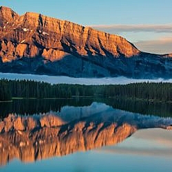 Mountain reflected on a lake in Banff, Alberta
