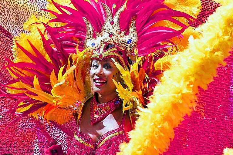 Colourful carnival performer in Rio de Janeiro, Brazil.