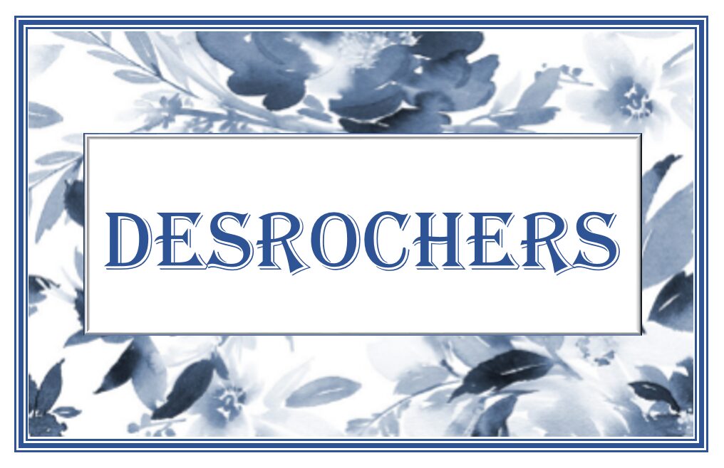 Family place card for Marc & Julie&rsquo;s wedding