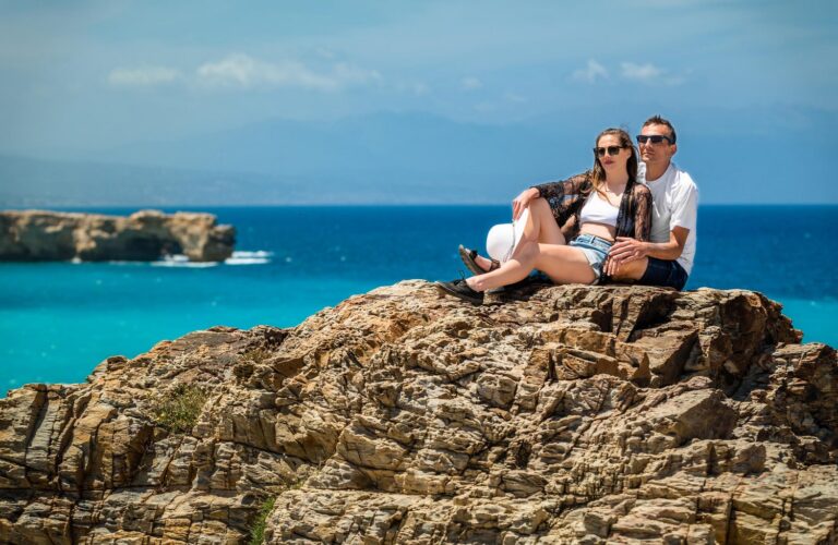 Honeymoon photo shoot at Geropotamos Beach in Crete